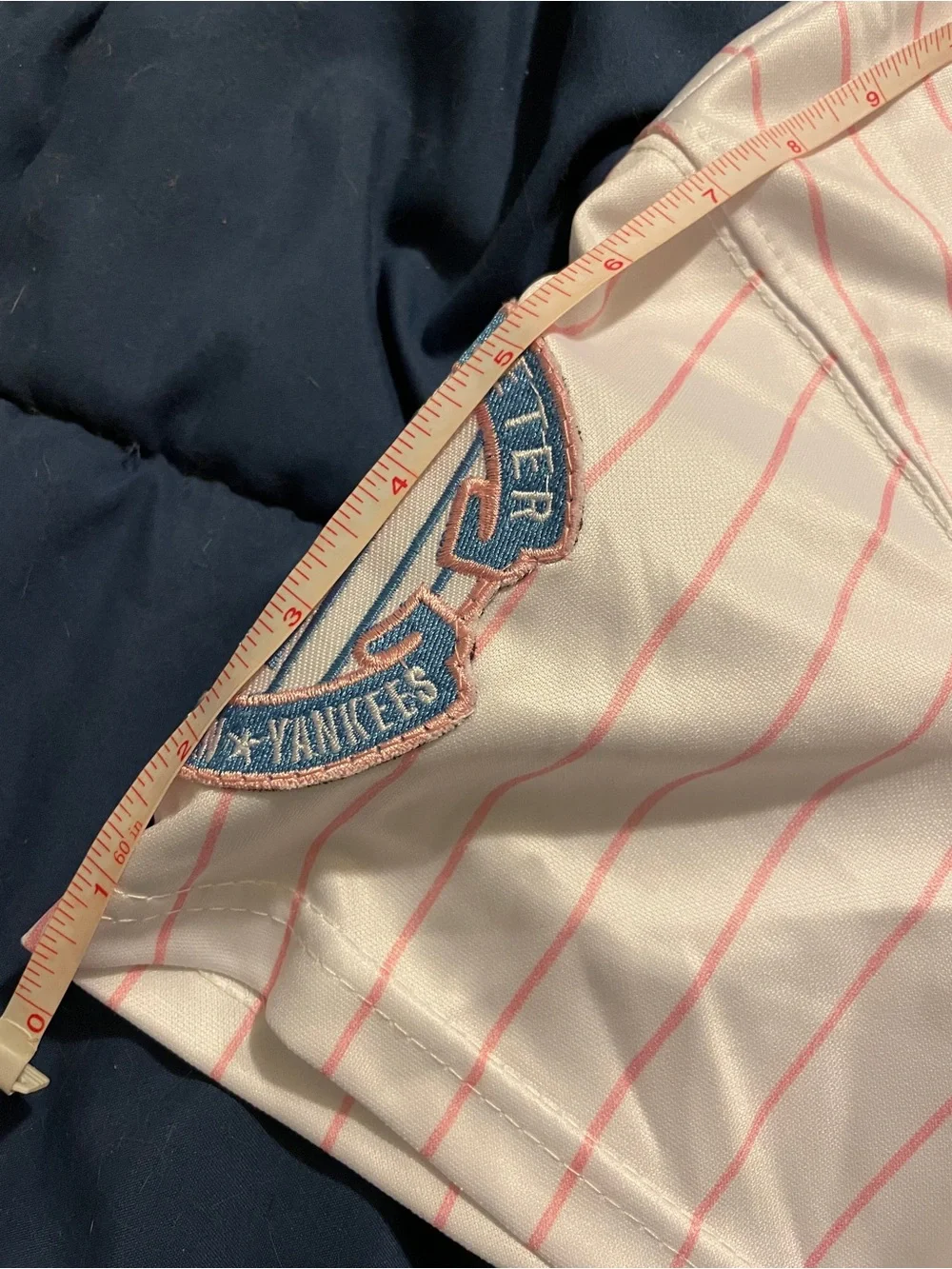 New York Yankees Jeter Jersey with Pink Pinstripes - Picture 3 of 4